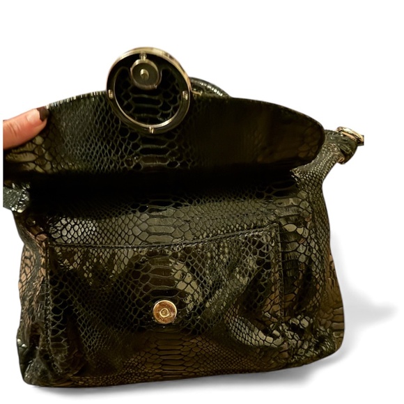 Michael Kors Snake Embossed Leather Shoulder Bag/Cross Body Jet Set BlacK - Picture 12 of 16